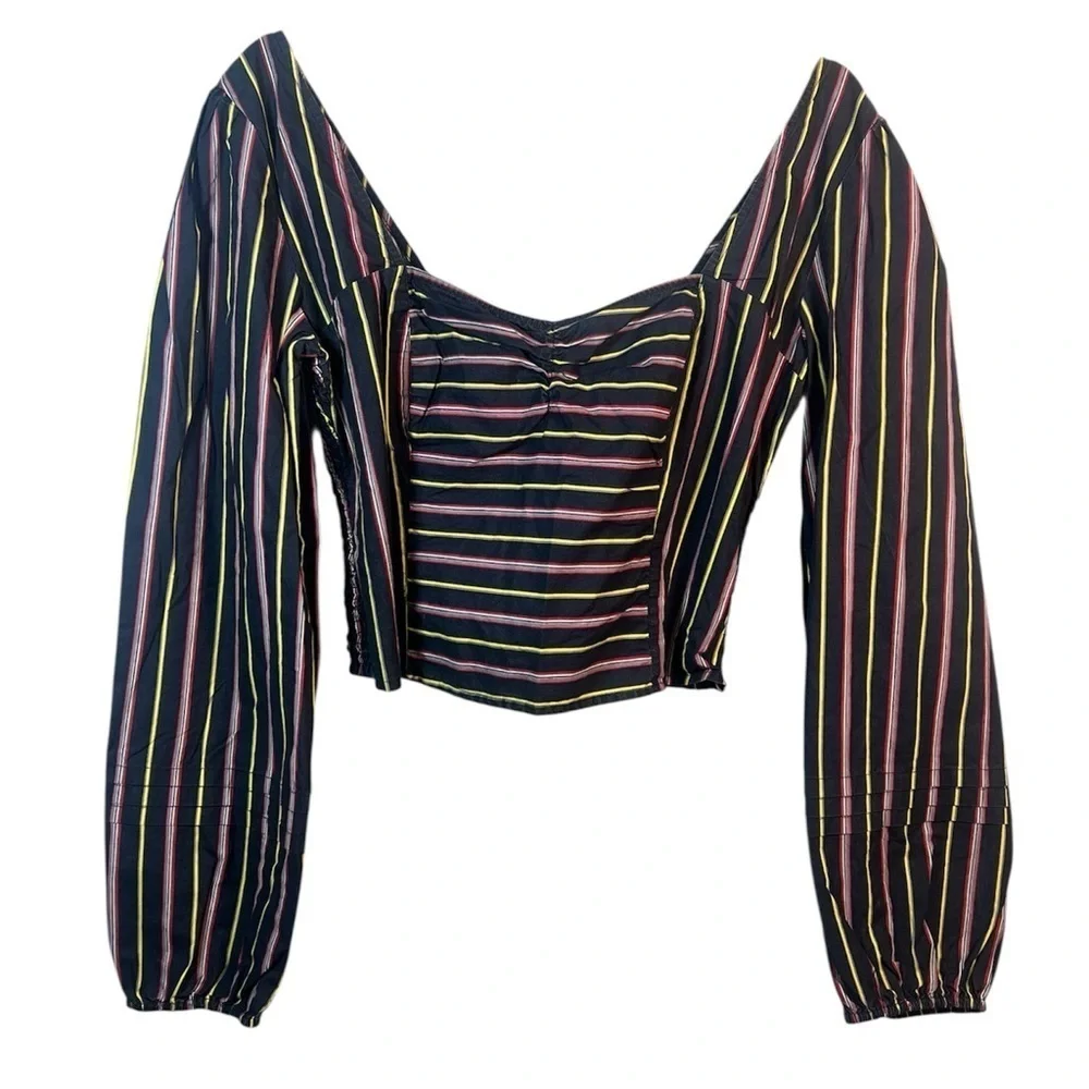 Free People Sunshine In Sicily Top Puff Sleeve Blouse Large